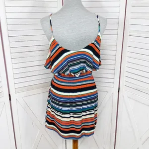 Exotik Y2K Striped Layered‎ Mini Dress Sundress Multicolor Small thumbnail 4