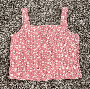 Forever 21 Pink Floral Cropped Tank Top thumbnail 2
