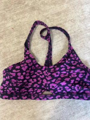 lululemon barre none bra purple cheetah size 8 thumbnail 1