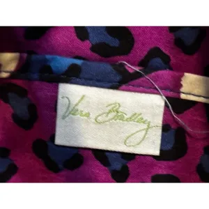 Vera Bradley Tote Bag Womens Medium Blue Floral Leopard Quilted Cotton Shoulder thumbnail 3