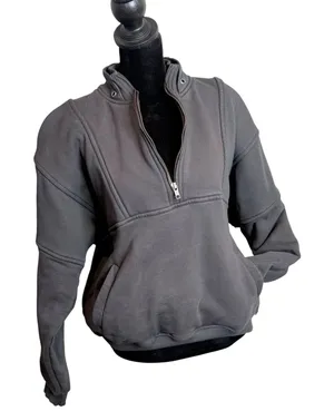 Joah Brown Retro Half Zip Pullover Sweatshirt Women's S/M Long Sleeve Cotton thumbnail 1