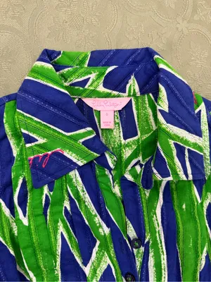 Lilly Pulitzer Blue & Green Asymmetrical Dress size 0 thumbnail 4