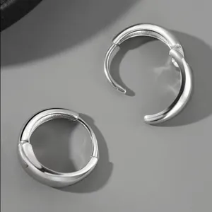 925 Silver Plated Small Hoop Earrings for Men Women, Punk Hip Hop Earrings thumbnail 3