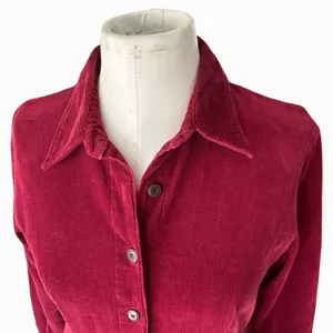 Vintage 90s Eddie Bauer Corduroy Maxi Shirt Dress Women’s 8 Petite Red Cottage thumbnail 4