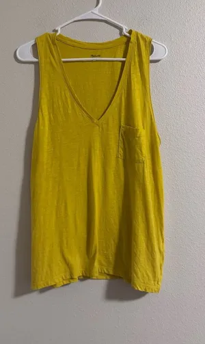Madewell Yellow V-Neck Pocket Tank thumbnail 1