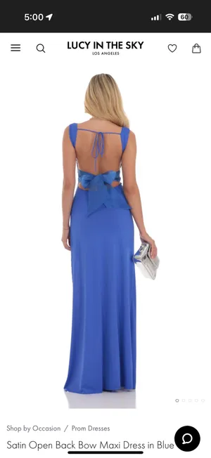 Lucy in the Sky royal blue backless dress with bow detail thumbnail 2
