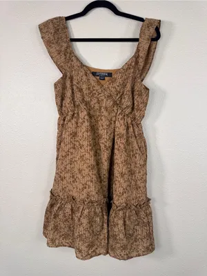 Disturbia Brown Floral Ruffled Mini Dress Womens 6 Fall Casual Boho Peasant thumbnail 12