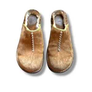 UGG Tasmina Clogs Womens 8 Chestnut Suede Shearling Lined Mules 5177 thumbnail 2