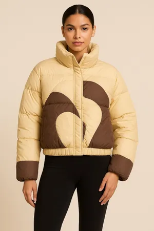 NWT OW Collection Swirl Puffer Jacket Tan/Downtown Colorway Size Small‎ thumbnail 1