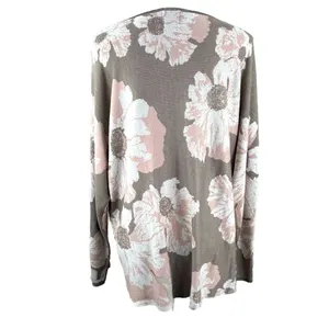 Ruby Rd Women's XL Sweater Floral Knit Pullover Tan Pink Crew Neck EUC thumbnail 3