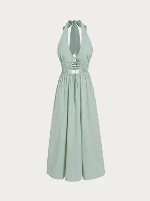 Berlook Light Green Cutout Halter Maxi Beach Dress thumbnail 6