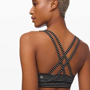 Lululemon Energy Sports Bra Women's Size 6 Black /White Stripe thumbnail 7
