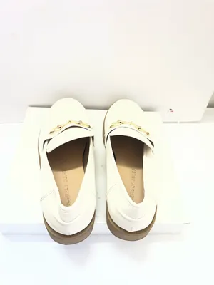 Sincerly Jules White Leather Loafers with Gold Horsebit thumbnail 9