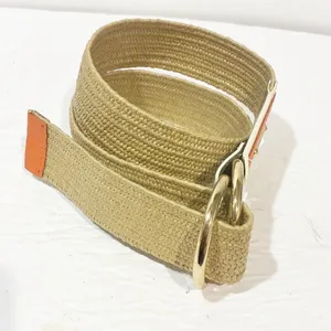 Michael Kors Women's White Orange Leather Straw Stretch Belt‎ D Ring Adjustable thumbnail 3