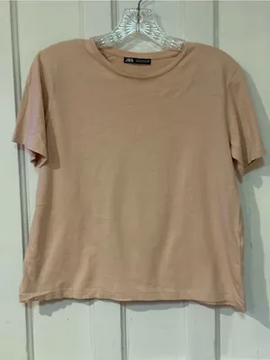Zara Light Beige Crop Top Tee thumbnail 1