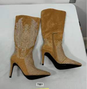 Womans New Cape Robbin Olkey Knee High Fashion Western Cowgirl Dress Boots 8 Tan thumbnail 1