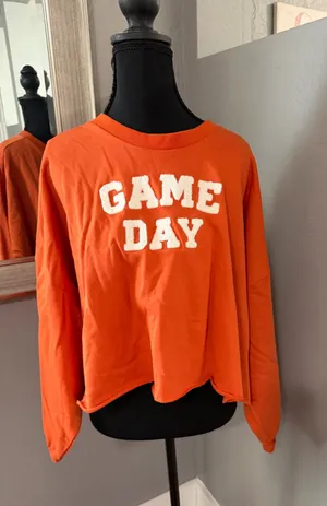 NWT Anna & Ava Game Day Burnt Orange Crop Top Size L/XL. thumbnail 1