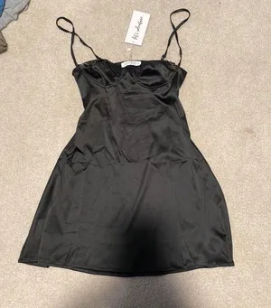 12th Tribe black mini dress satin thumbnail 1