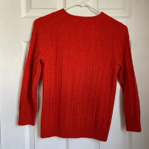 J. Crew cableknit cashmere blend orange cardigan thumbnail 5