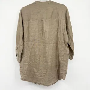 Touch Womens 100% Linen Made in USA Olive Henley Lagenlook Popover Tunic Top 2 thumbnail 7