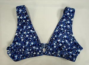 aerie Blue Floral Print Bikini Top thumbnail 1