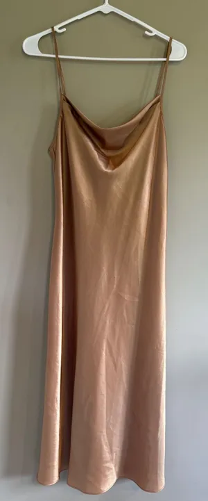 Vintage Expressions California Dynasty Gold‎ Satin Cowl Neck Slip Dress Small thumbnail 1