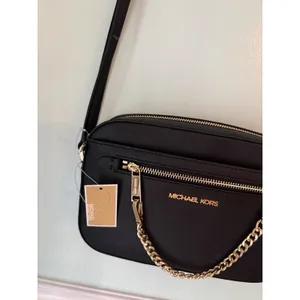 Michael Kors Jet Set Saffiano Leather Crossbody Bag‎ - black Large (35T1STTC9L thumbnail 5