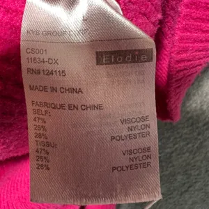 Elodie Sweater Bright Pink Ribbed Knit Crew Neck Long Sleeve‎ Top Large thumbnail 3