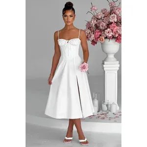 NWT Babyboo Deanna Ivory Corset Lace Up Fit & Flare Midi Dress Womens Size M thumbnail 3