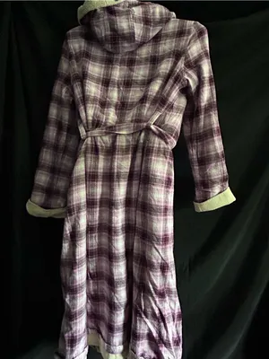 UGG Women's Plush Purple Plaid Robe with Sherpa Trim SM thumbnail 2