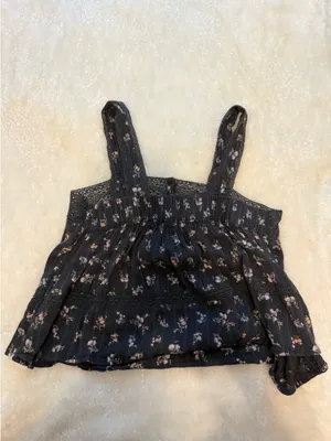 American Eagle TOP, XS Black and Floral Tank Top Top thumbnail 2