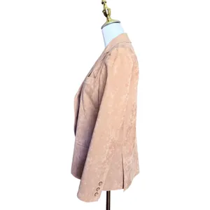 Abe‎ Schrader Vintage Tan Faux Suede Blazer Gold Crest Buttons ILGWU Size 10 thumbnail 4
