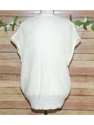 VTG 80's Queen Bee Oversized Ivory Sweater Size 44 US M Neutral Sleeveless Vest thumbnail 5