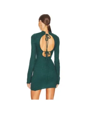 Atoir Miaa Long Sleeve Open-Back Sweater Dress in Green thumbnail 3