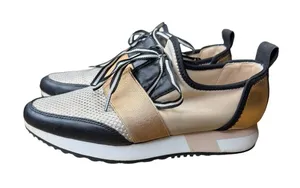 👟✨ Steve‎ Madden Antics Metallic Strap Lace-Up Sneakers Gold Black 7.5 ✨👟 thumbnail 1