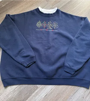 VTG TOP STITCH Grandma Sweater Crewneck Sweatshirt Festive Tree Heart Embroidery thumbnail 1