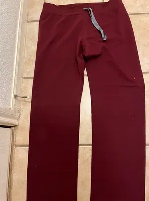 Womens FIGS maroon scrub bottoms thumbnail 1