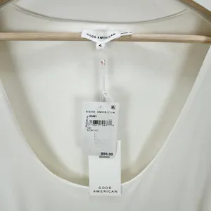 Good American Scoopneck Bodysuit Ivory Stretch Jersey Knit Basics Size 4 XL NWT thumbnail 6