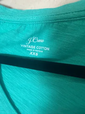 J. Crew VIntage Cotton V Neck Tee T Shirt Size XXS Bright Green thumbnail 3