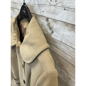 Vintage 60s-70s Womens 18 Coat Mod Tan Faux Suede‎ Peter Pan Collar A-Line USA thumbnail 16