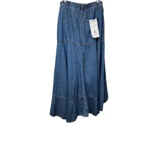 Risen Jeans Blue Denim High Low Tiered Ruffle Maxi Skirt RDS6280 Large‎ thumbnail 5