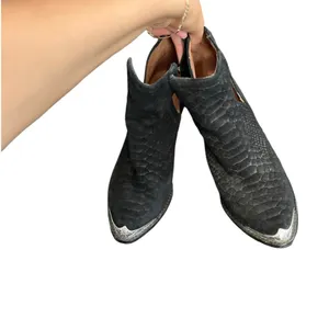JEFFREY CAMPBELL Cromwell Suede Leather Black Western Ankle Boots Booties thumbnail 5