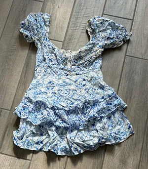 Olivaceous Blue and White Floral Blouse thumbnail 1
