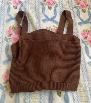 Hollister Brown Ribbed Knit Tank Top thumbnail 1