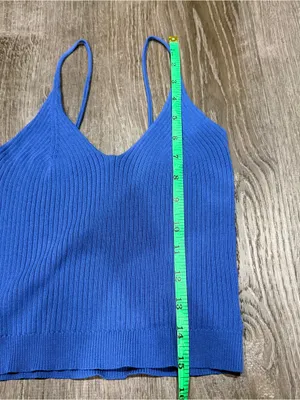 Blue Knit Cropped Tank Top Size M thumbnail 6