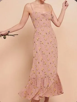 Reformation Emerson Maxi Dress Ruffle Hem in Frances Floral Blush Pink Size 4 thumbnail 1