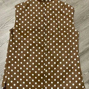 Vintage 1970’s Polka Dot Secretary Blouse Sz L Sleeveless Scarf Tie Neck Retro thumbnail 6