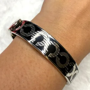 COACH “C” Signed Enamel Stainless Steel Bangle thumbnail 1