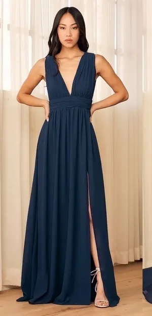 NWT Lulus Heavenly Hues Maxi Dress‎ in Navy Blue Size Medium thumbnail 1