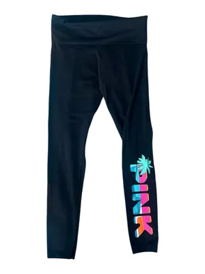 VS PINK Cotton Fold Over Tropical Palm Leggings! thumbnail 3